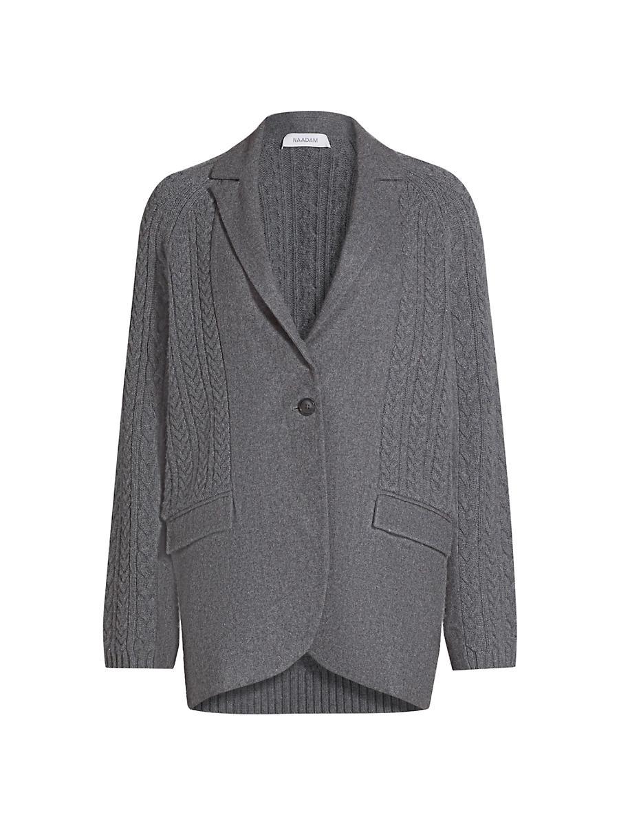 Womens Wool-Blend Cable-Knit Single-Breasted Blazer Product Image