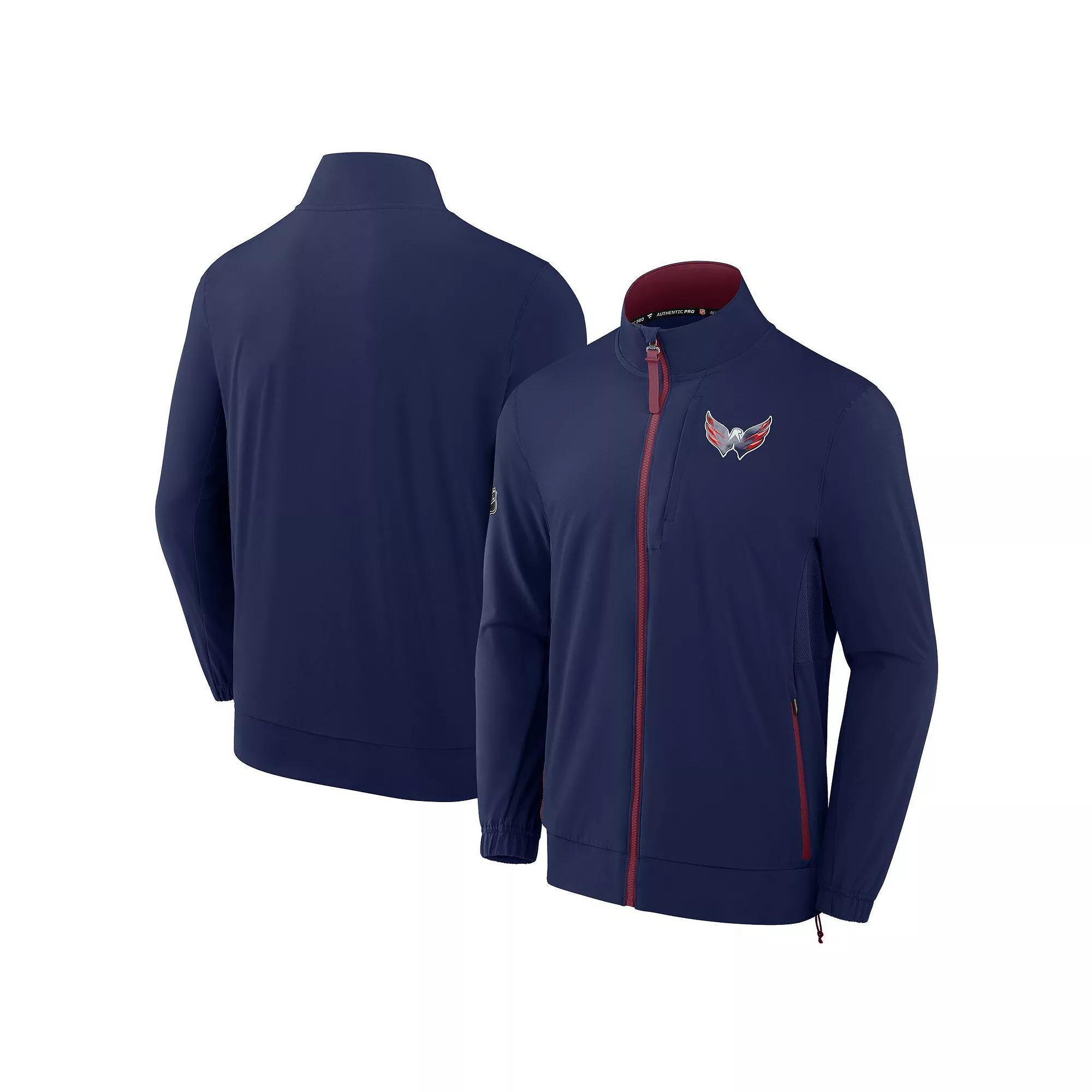 Men's Fanatics Navy Washington Capitals Authentic Pro Rink Coaches Full-Zip Jacket,  Product Image