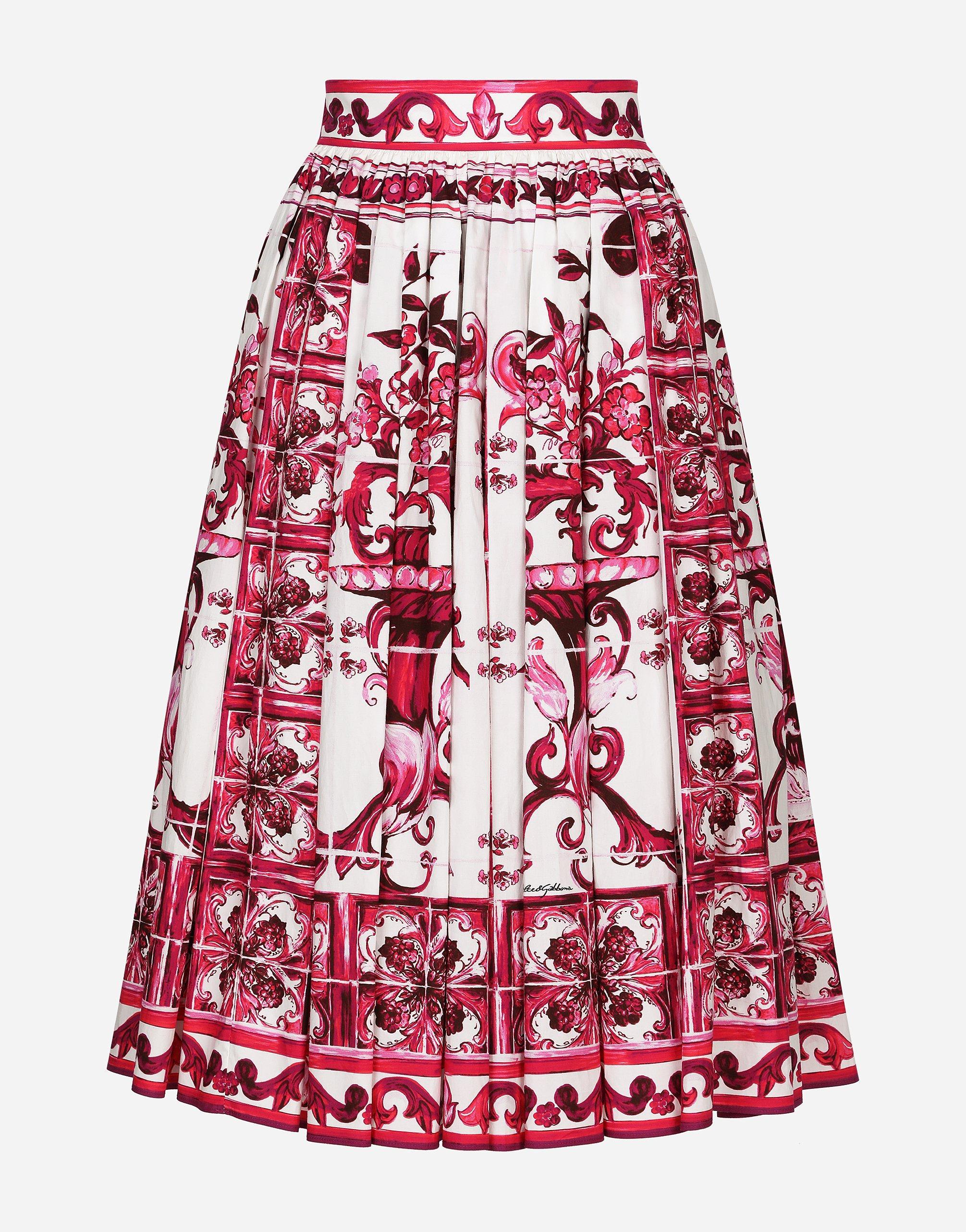 DOLCE & GABBANA Graphic-print High-waisted Skirt In Red Product Image