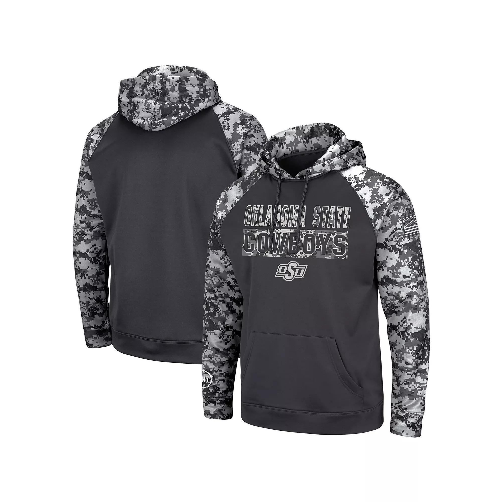 Men's Colosseum Charcoal Oklahoma State Cowboys OHT Military Appreciation Digital Camo Pullover Hoodie,  Product Image