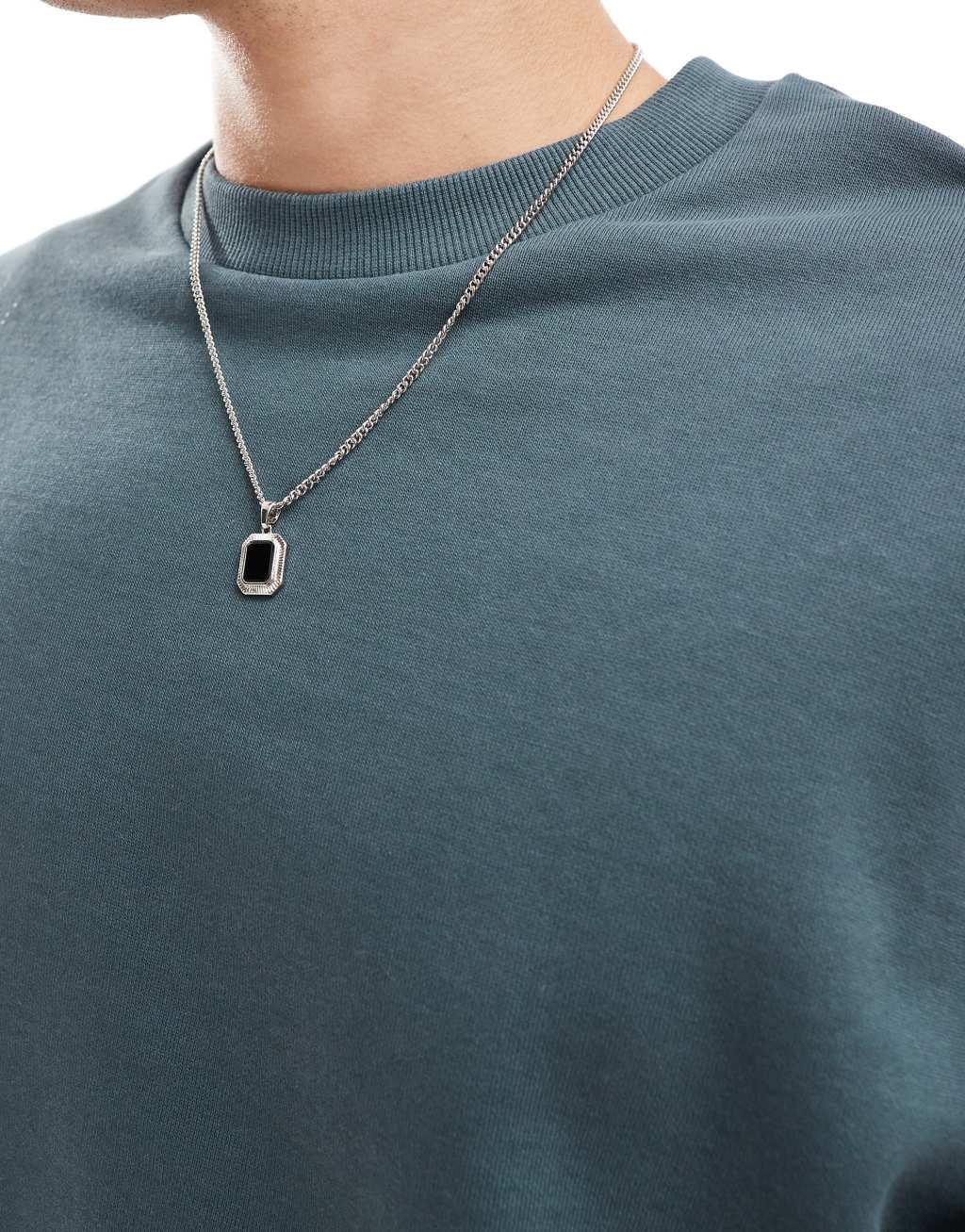 ASOS DESIGN boxy oversized sweatshirt with back celestial print in washed navy Product Image