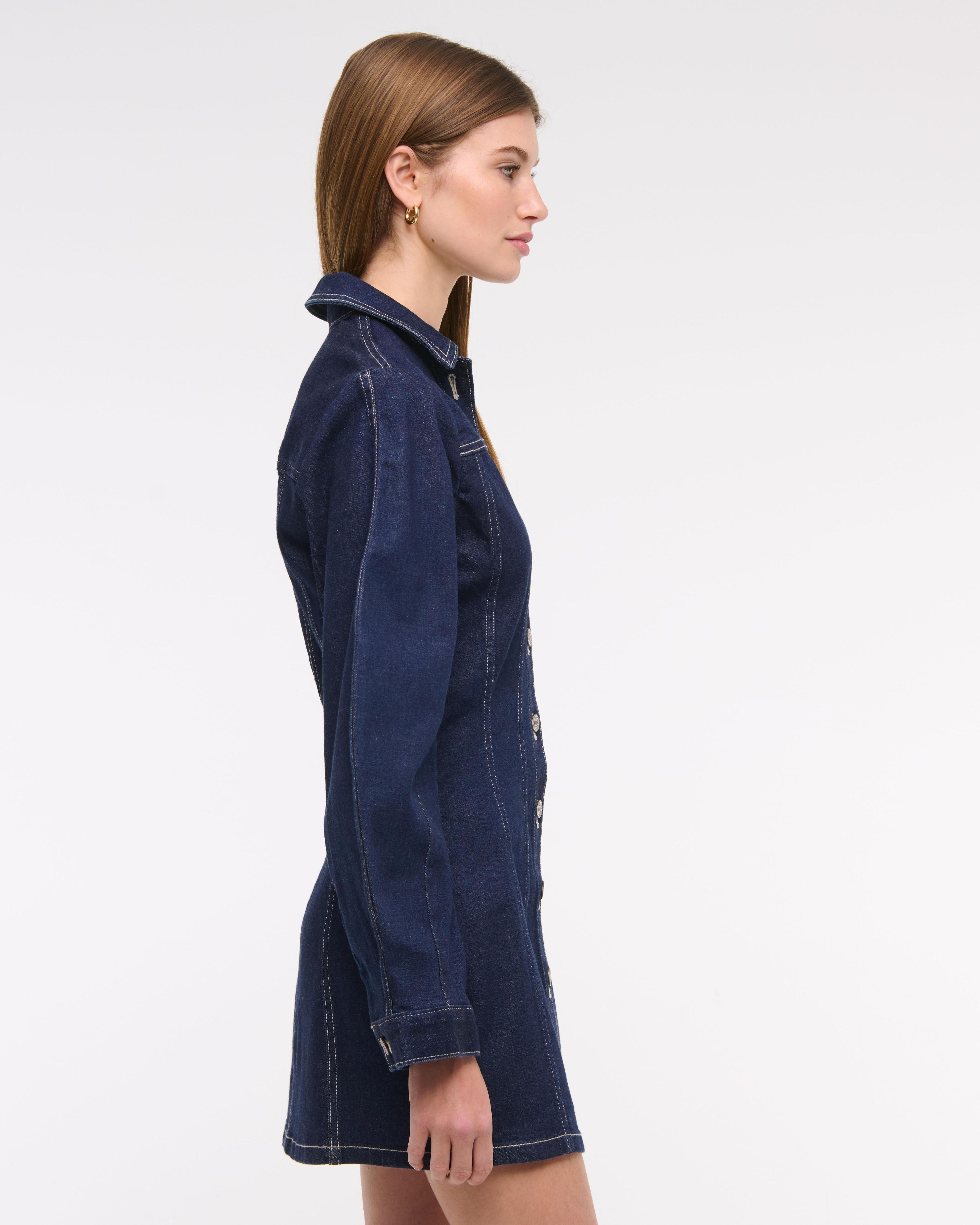 Barrel Sleeve Denim Shirt Dress Product Image