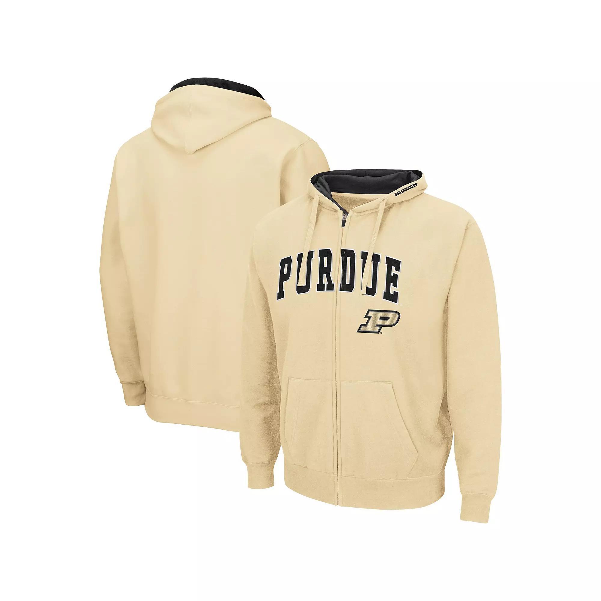 Men's Colosseum Gold Purdue Boilermakers Arch & Logo 3.0 Full-Zip Hoodie, Size: Large Product Image