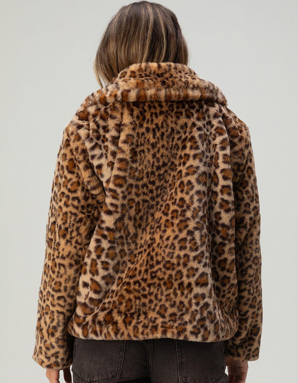 RSQ Womens Leopard Print Soft Fur Jacket - LEOPARD Product Image