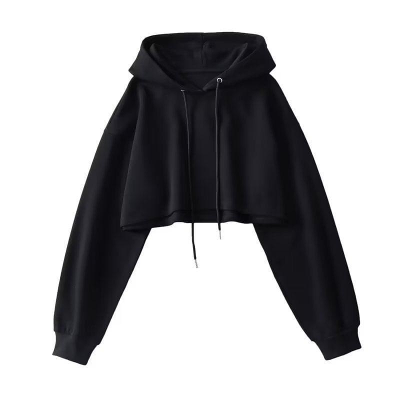 Long-Sleeve Plain Hoodie Product Image