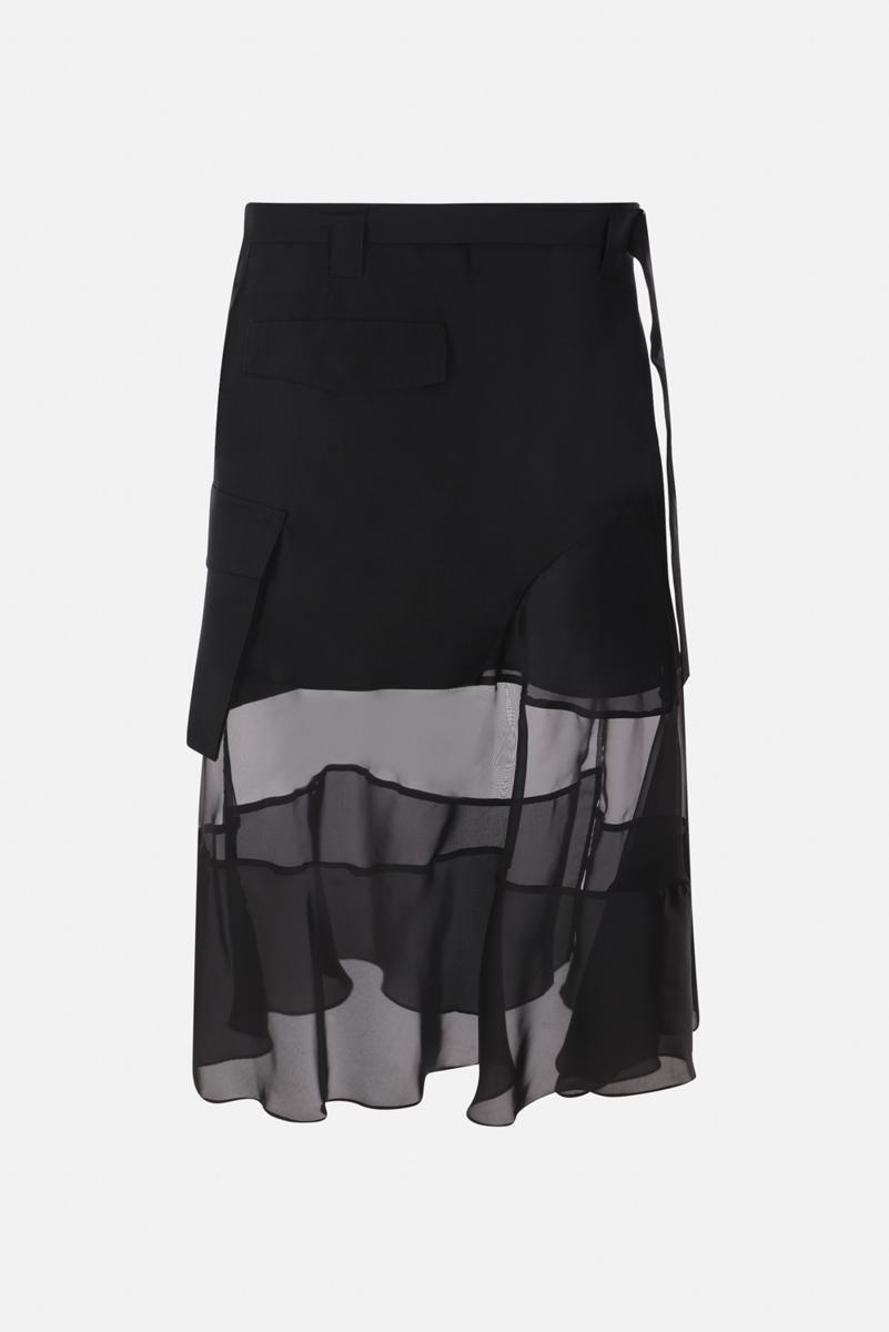 SACAI Fabric Combo Skirt In Black Product Image