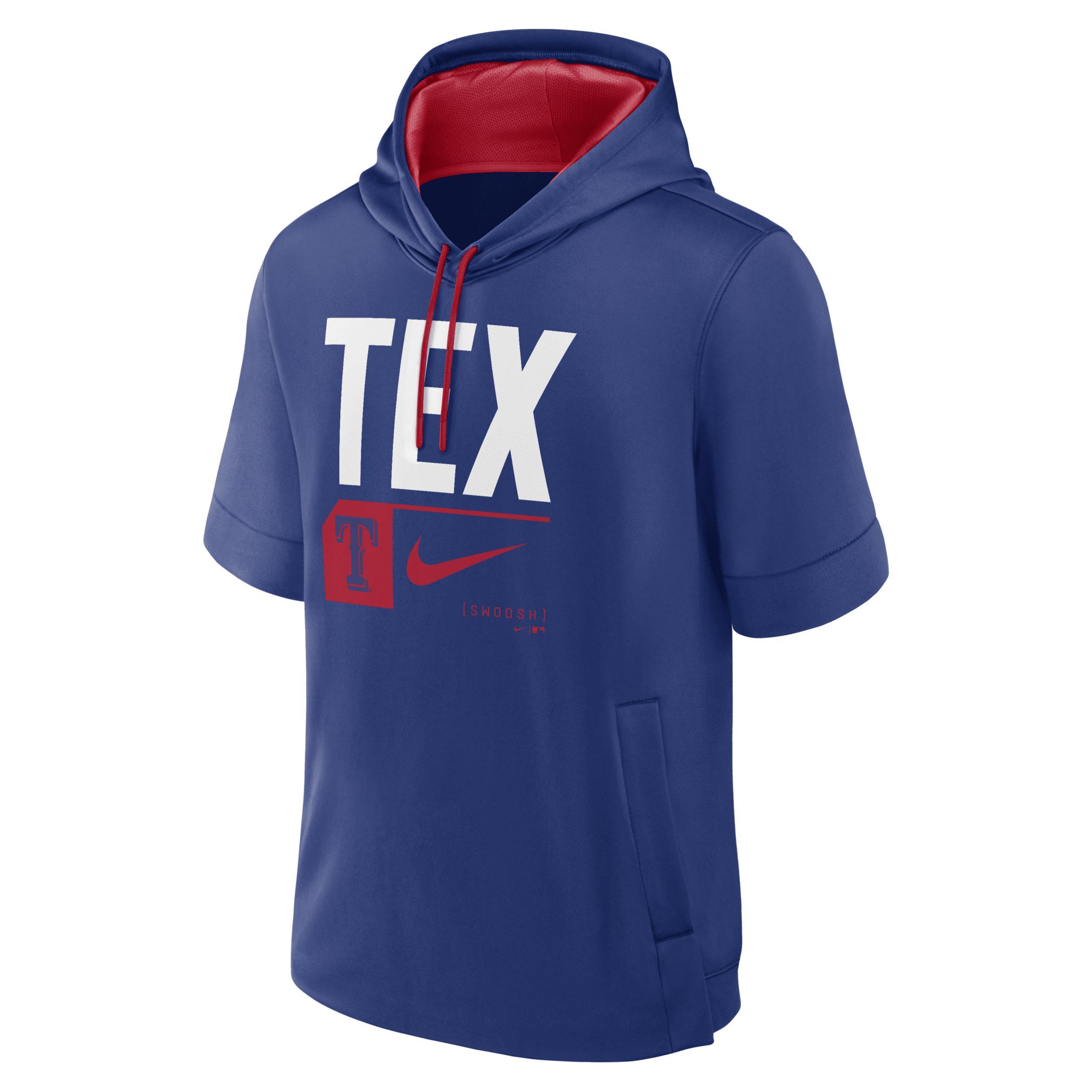 Mens Nike Royal Texas Rangers Tri Code Lockup Short Sleeve Pullover Hoodie Product Image