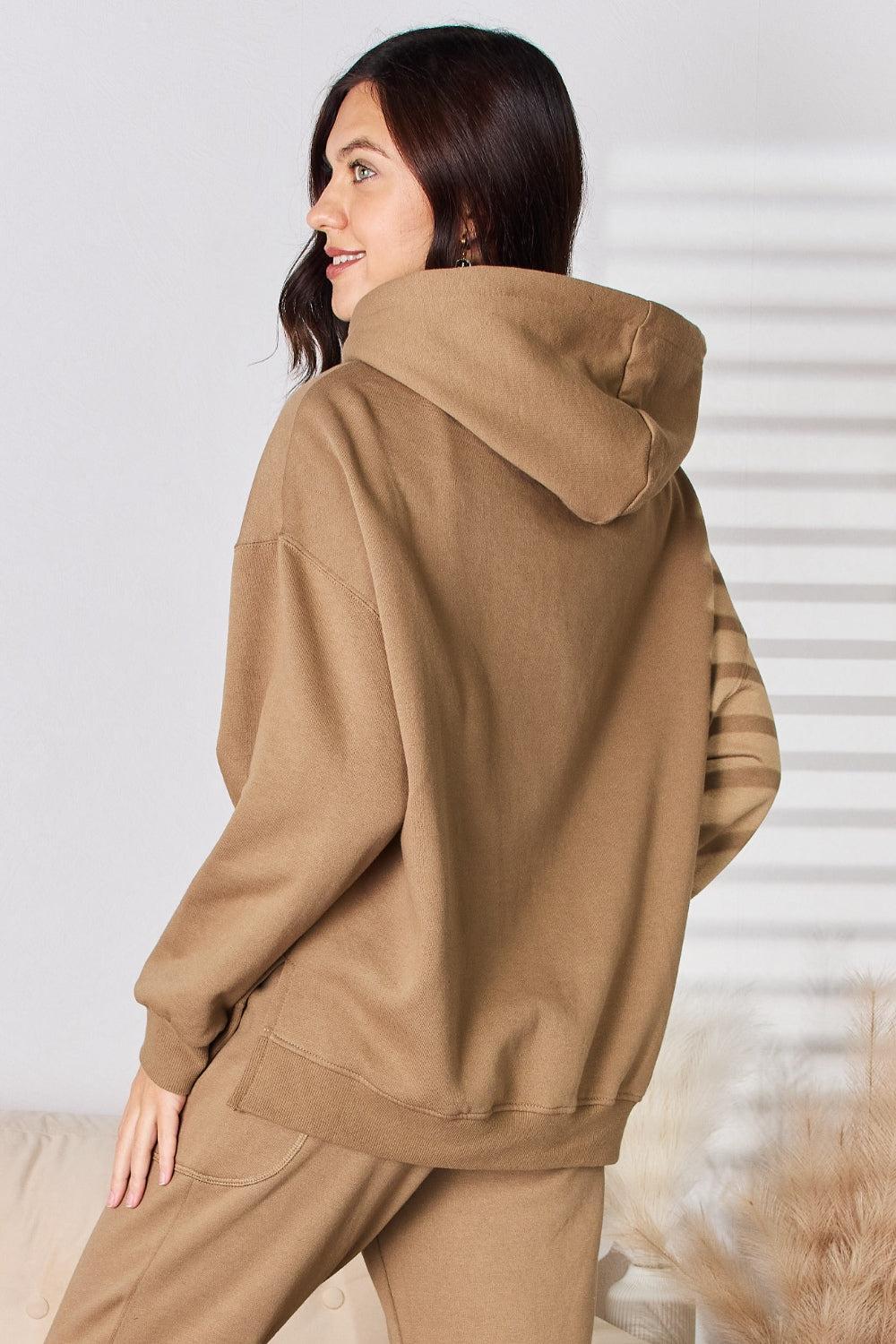 RISEN Drawstring Drop Shoulder Long Sleeve Hoodie Product Image