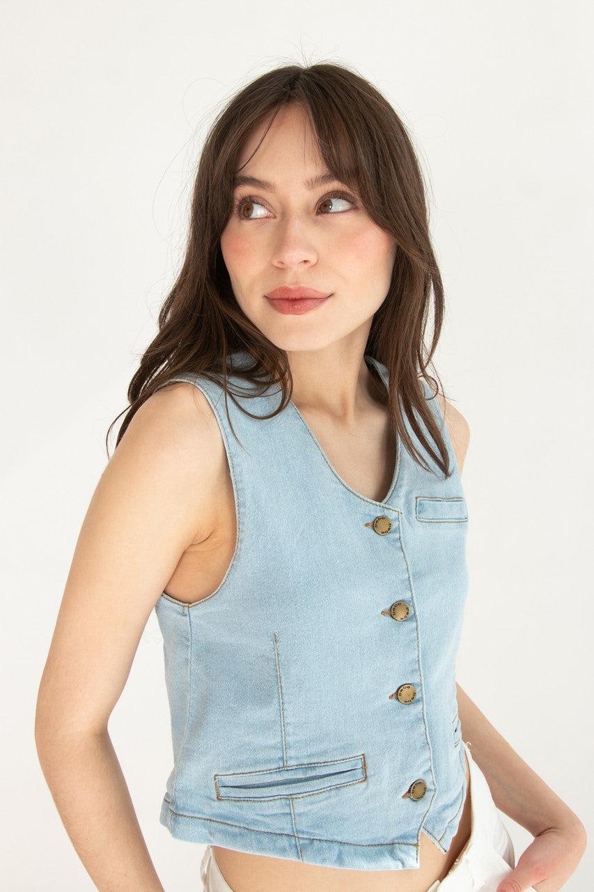 Light Wash Denim Vest Product Image