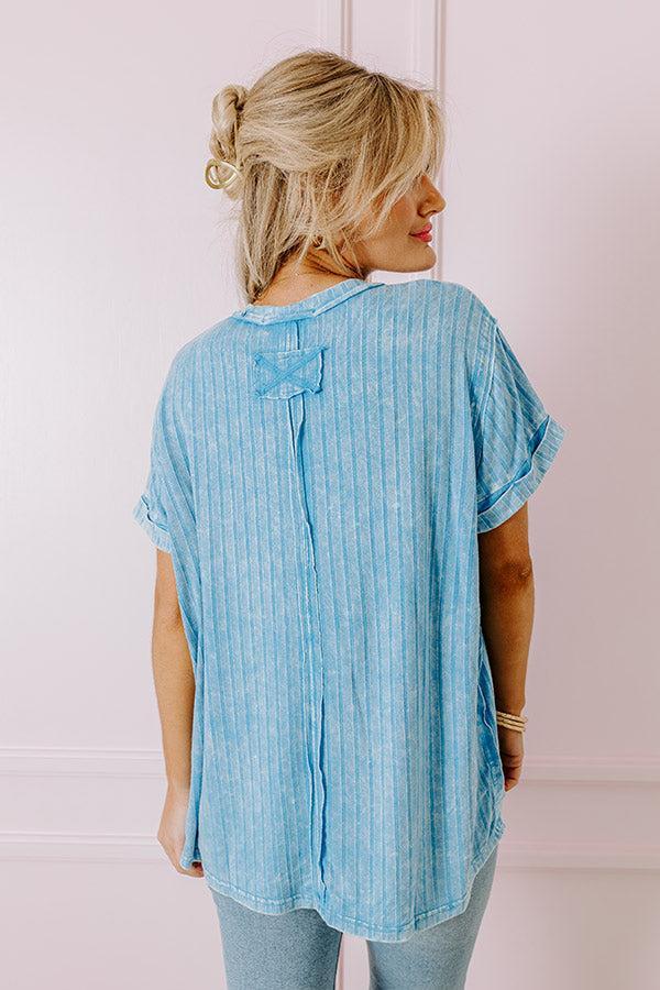 Back To Basics Mineral Wash Shift Top in Ocean Blue Product Image