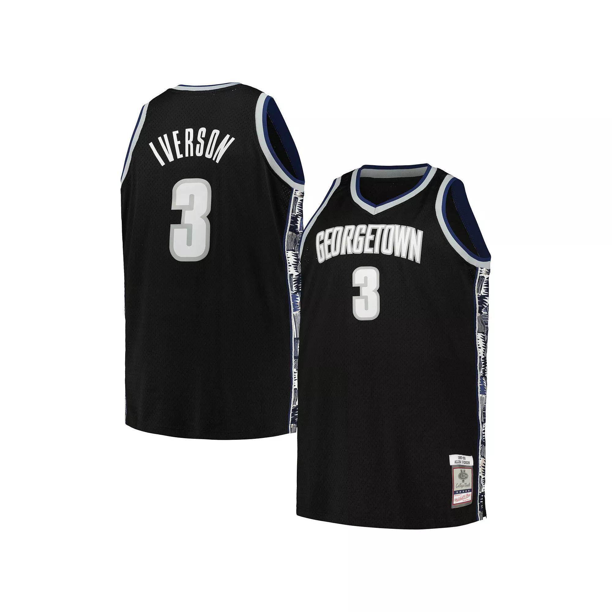 Men's Mitchell & Ness Allen Iverson Black Georgetown Hoyas Big & Tall Swingman Jersey, Size: XLT, Grg Black Product Image