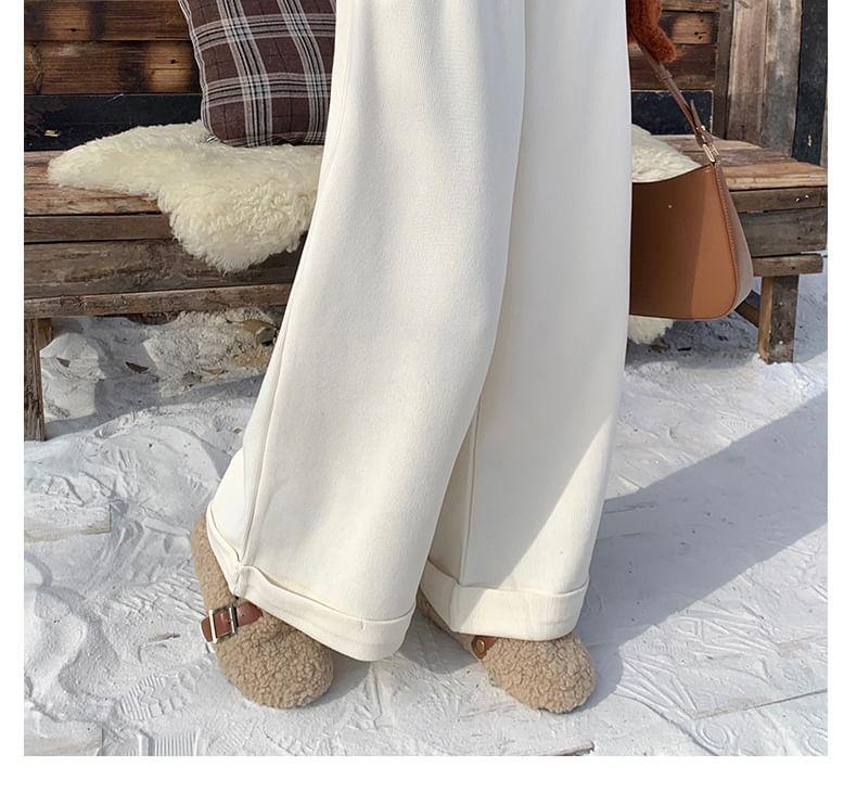 High Waist Plain Wide Leg Pants Product Image