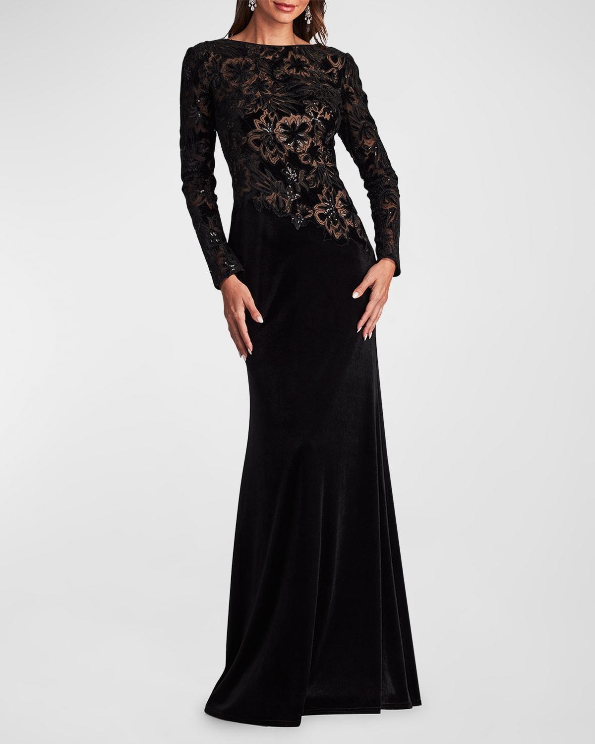 Womens Lace & Velvet Gown Product Image