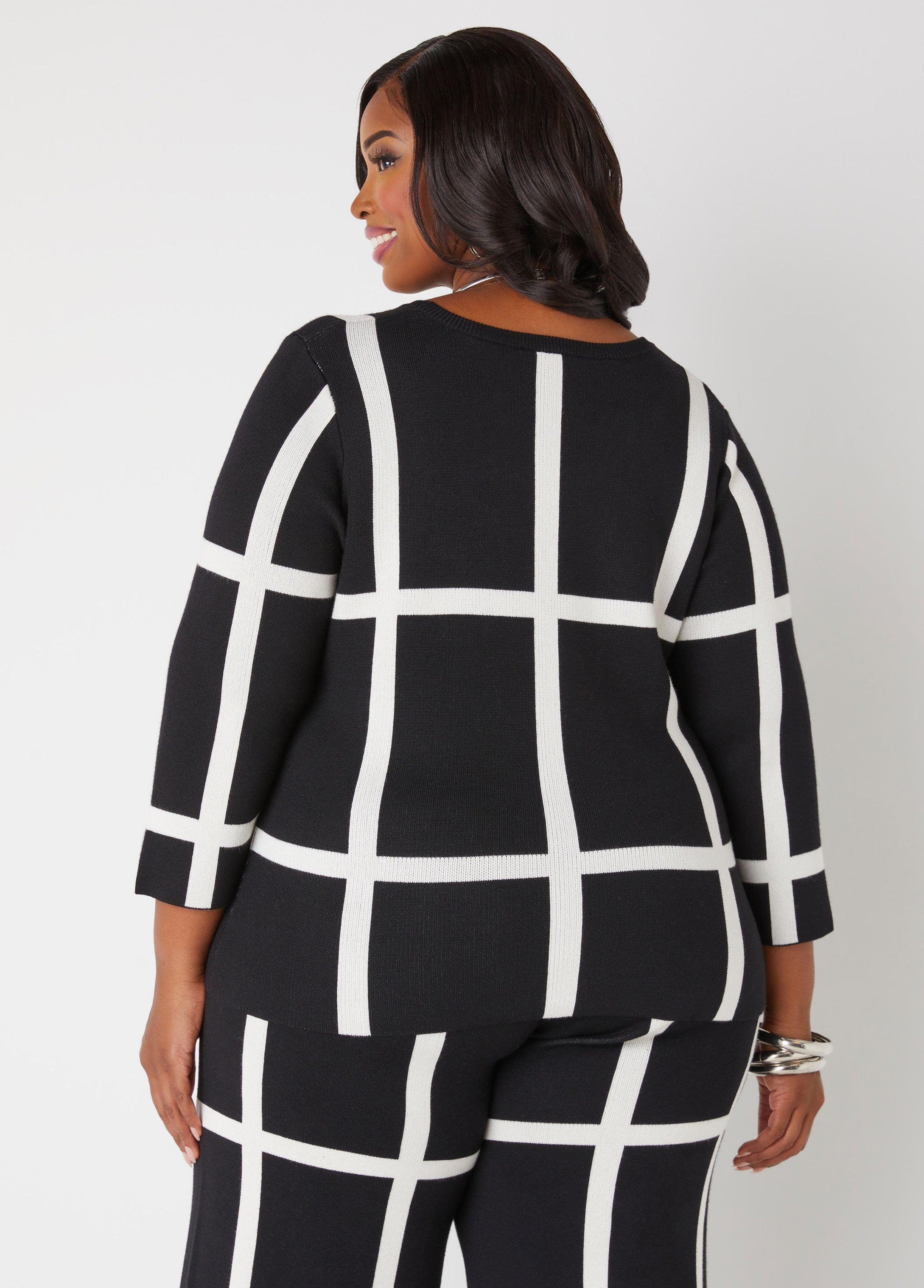 Plus Size Windowpane Sweater Pants Ashley Stewart Product Image