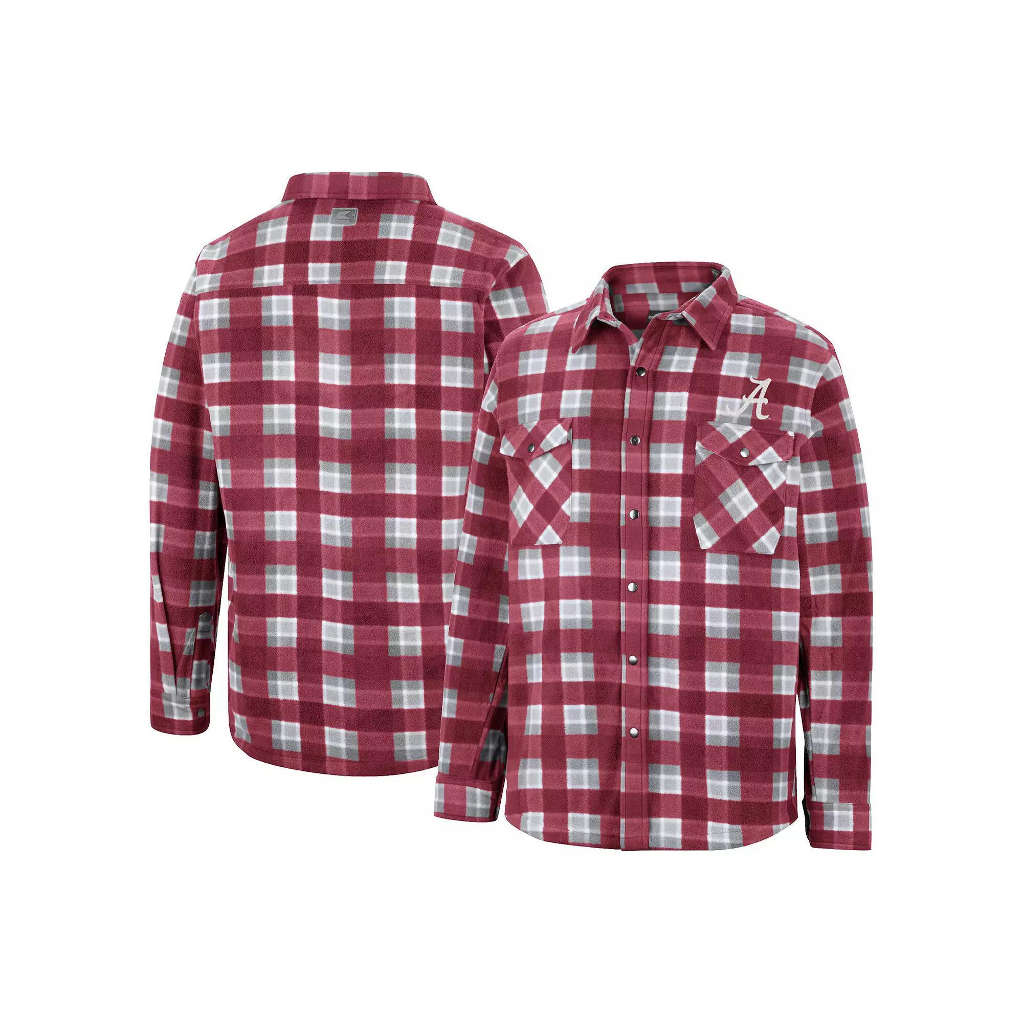 Men's Colosseum Crimson/White Alabama Crimson Tide Ellis Plaid Full-Snap Shirt Jacket, Size: Large, Red Product Image