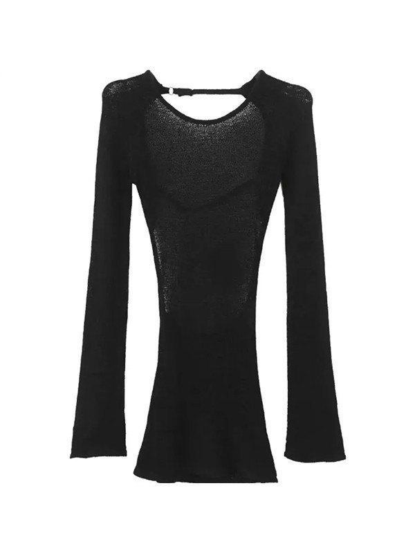 Long Sleeve Backless Knit Top Product Image