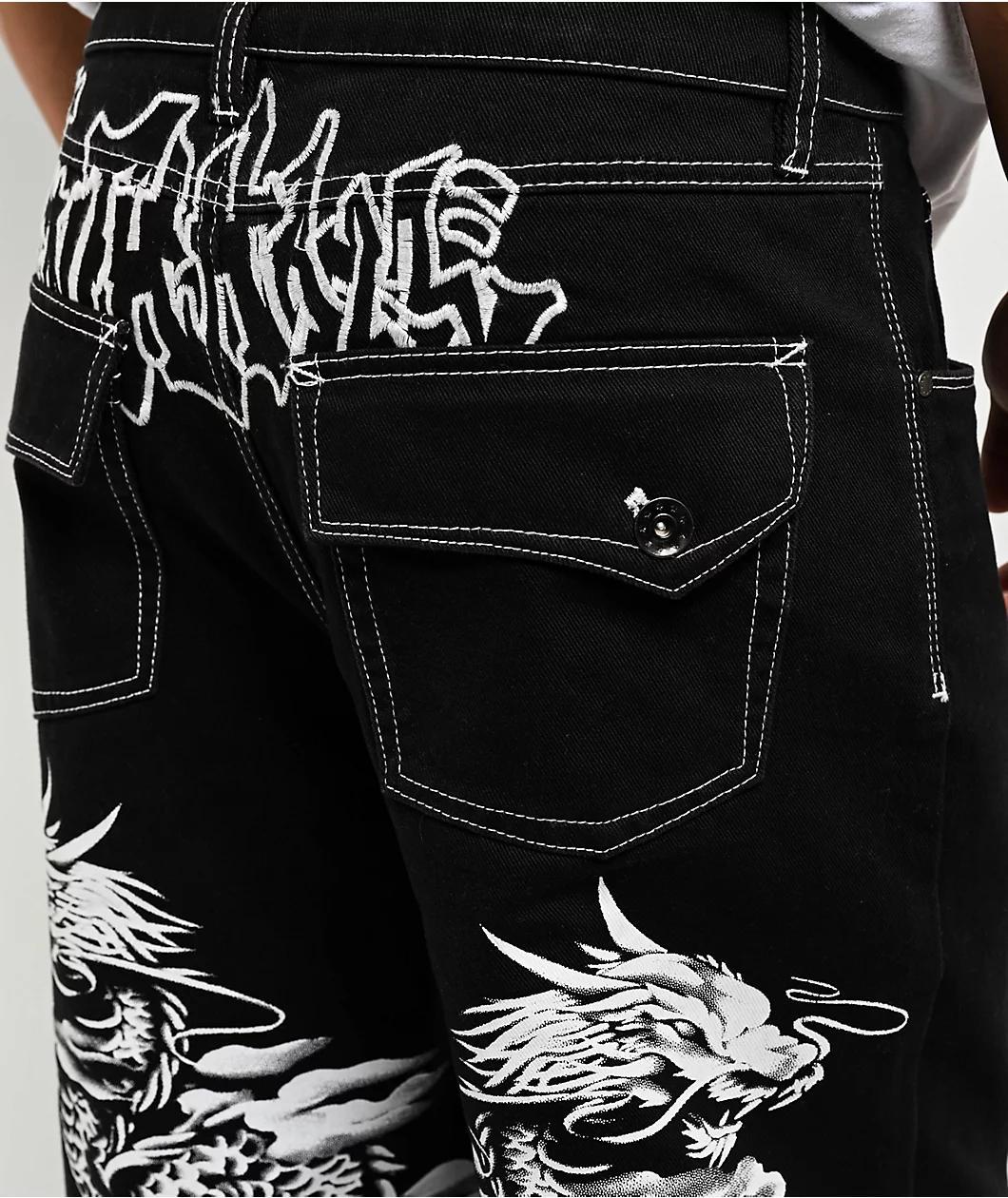 Ninth Hall Ambush Dragon Black Baggy Denim Jeans Product Image