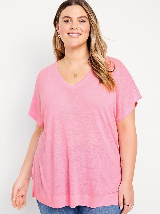 Oversized Linen-Blend Tunic T-Shirt Product Image