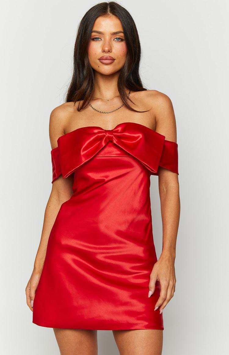 Lyla Red Off Shoulder Mini Dress Product Image