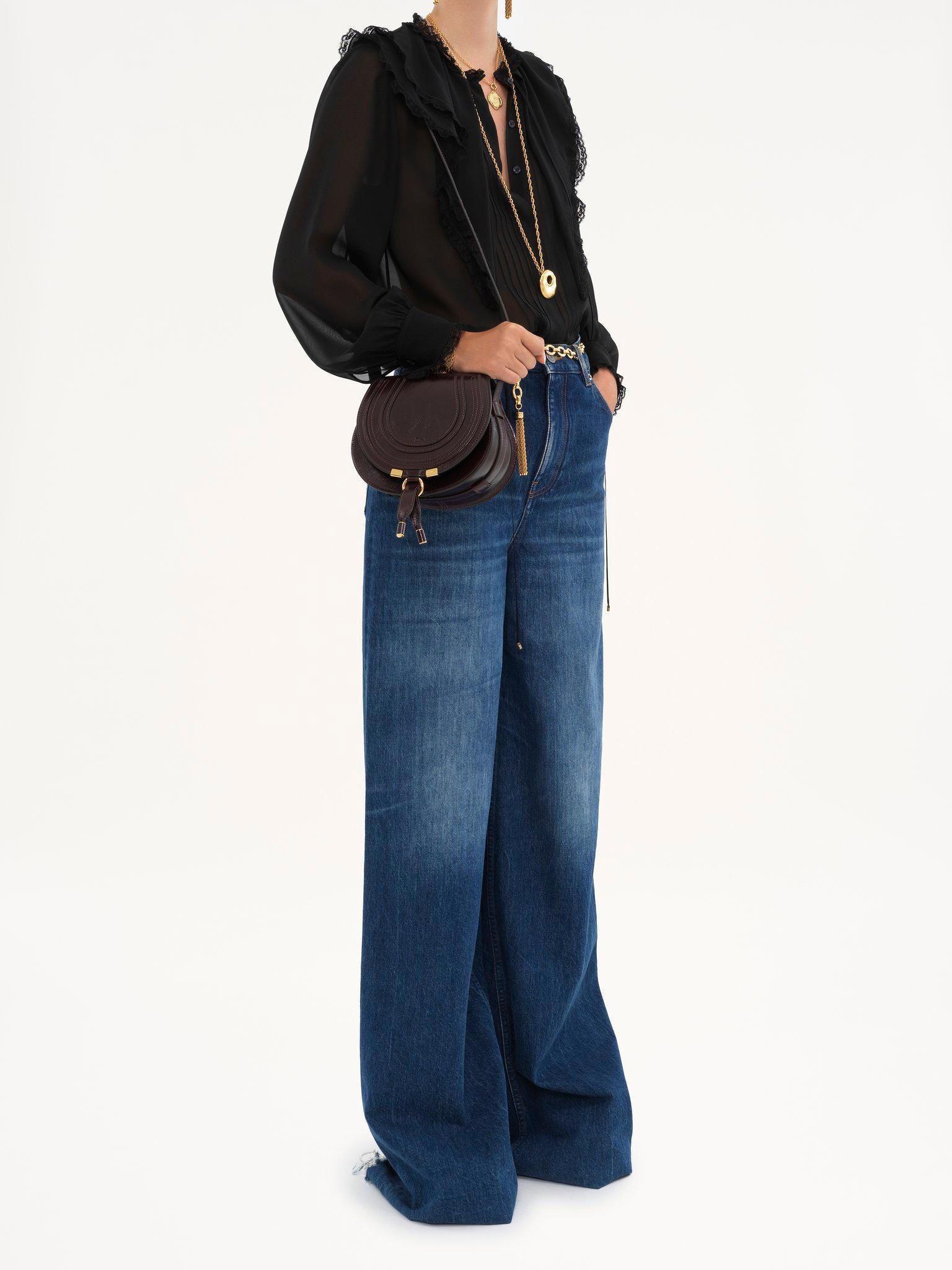 Small Marcie saddle bag in shiny leather Product Image