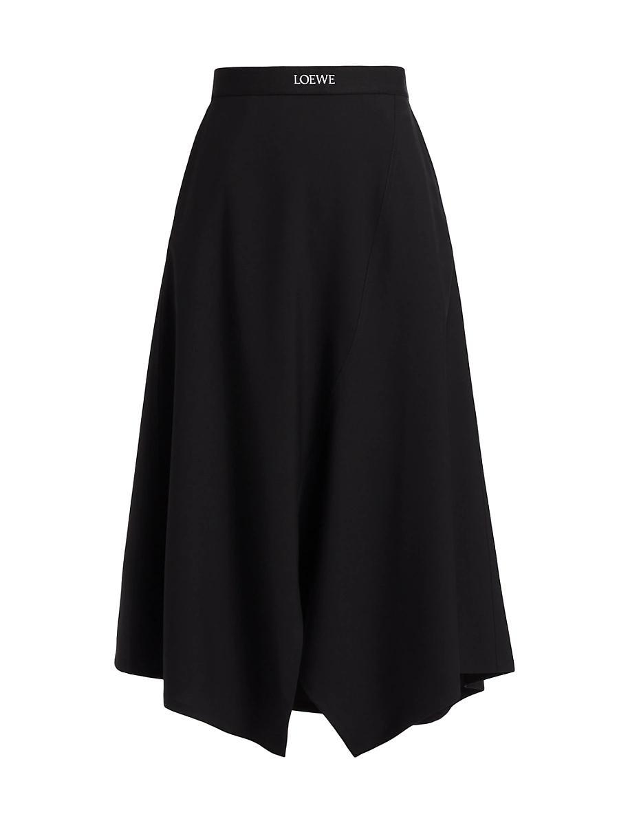 Womens Wool-Blend Asymmetric Midi-Skirt Product Image