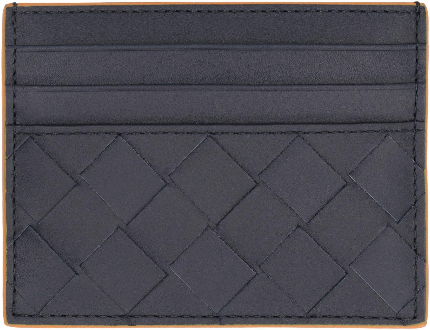 BOTTEGA VENETA Leather Card Holder In Blue Product Image