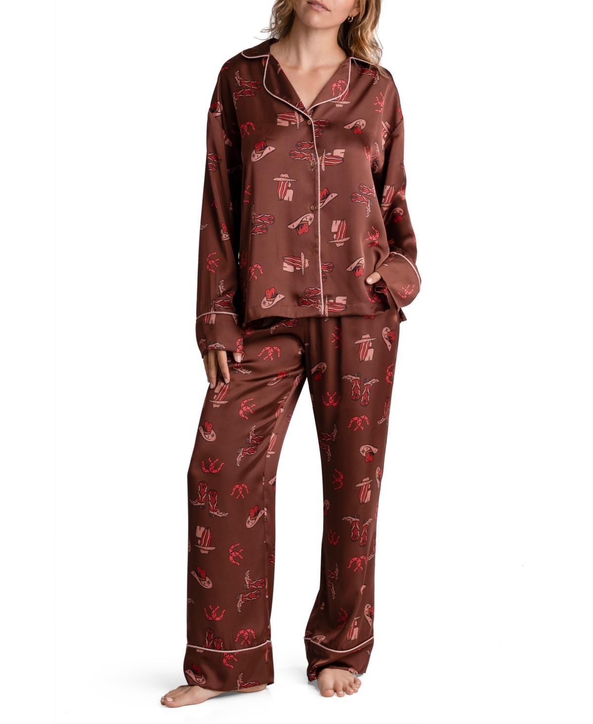 Midnight Bakery Womens Lingerie Carmella Satin 2 Piece Pajama Set Product Image