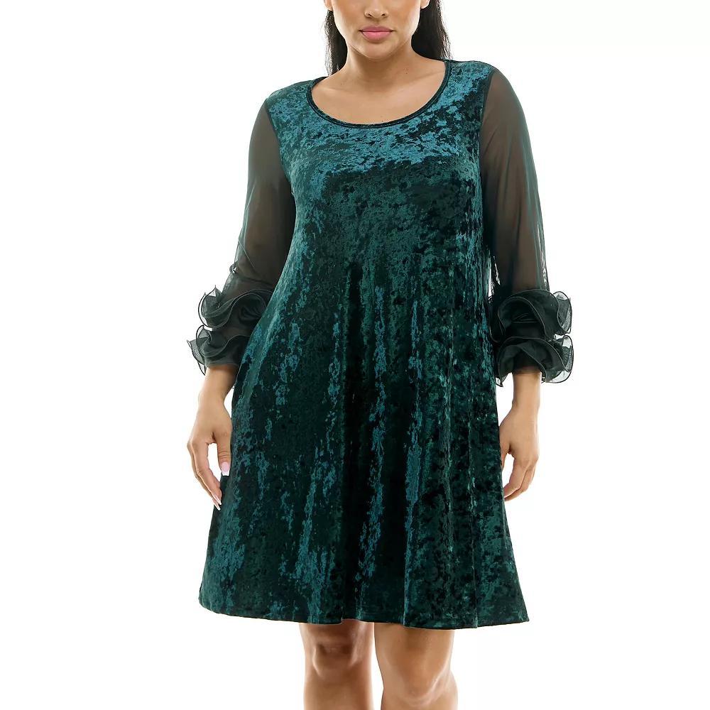 Women's Nina Leonard Crushed Velvet Trapeze Dress,  Product Image