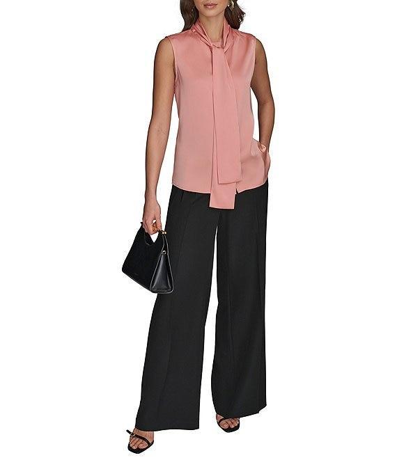 Donna Karan Charmeuse Sleeveless Tie Neck Top Product Image