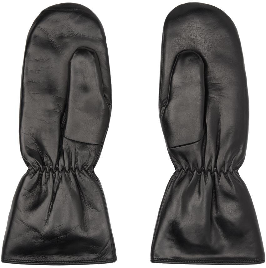 JIL SANDER Black Puffy Mittens In 001 Black Product Image