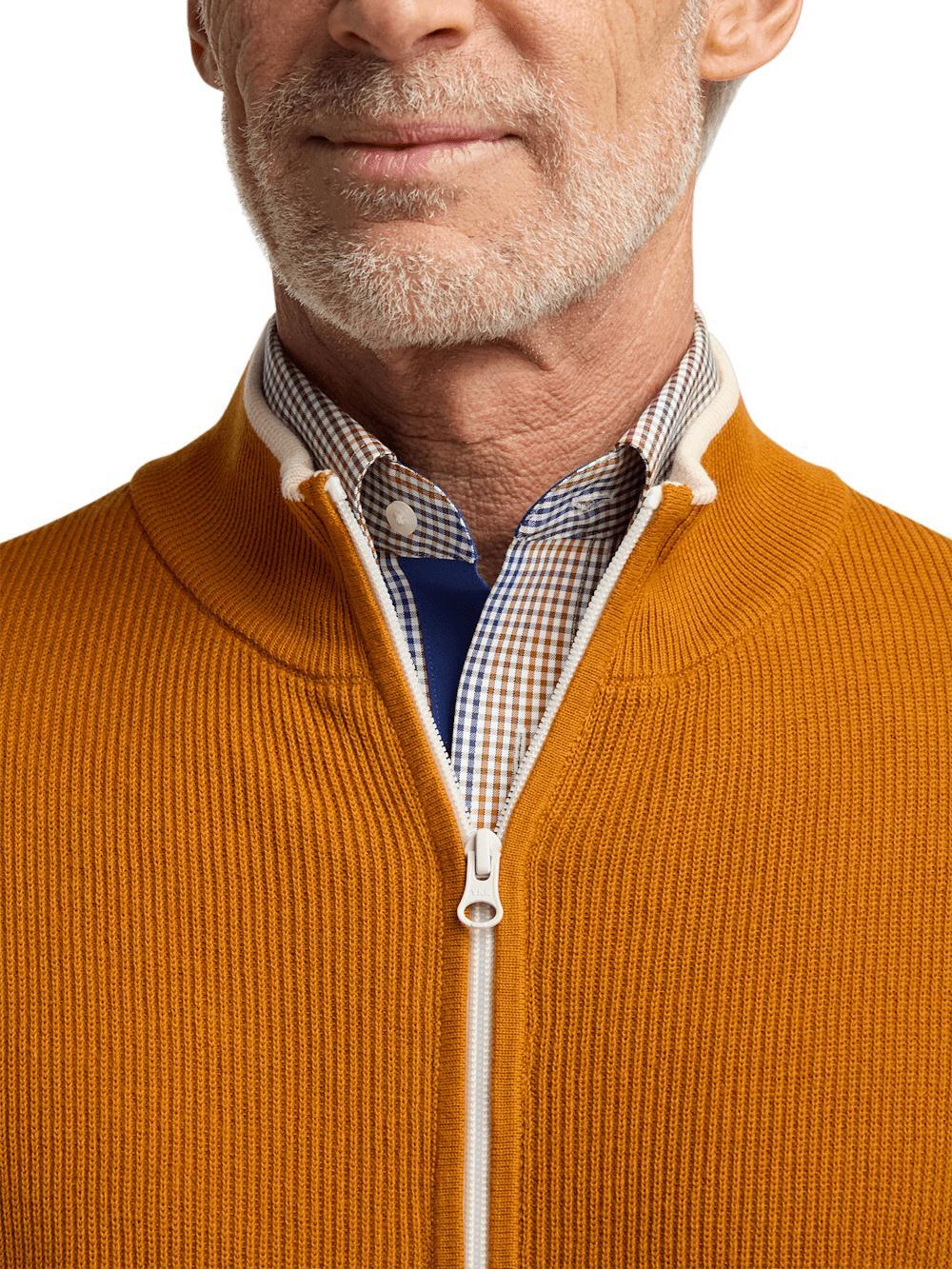 Cotton Full Zip Mock Neck Vest - Rust Product Image