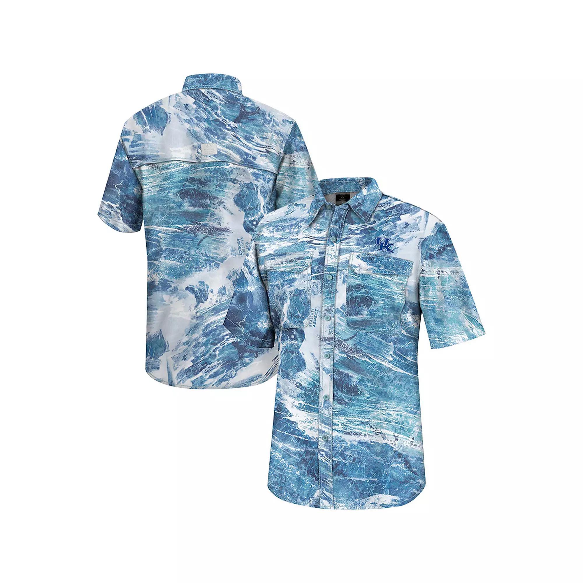 Men's Colosseum Blue Illinois Fighting Illini Realtree Aspect Charter Full-Button Fishing Shirt,  Product Image