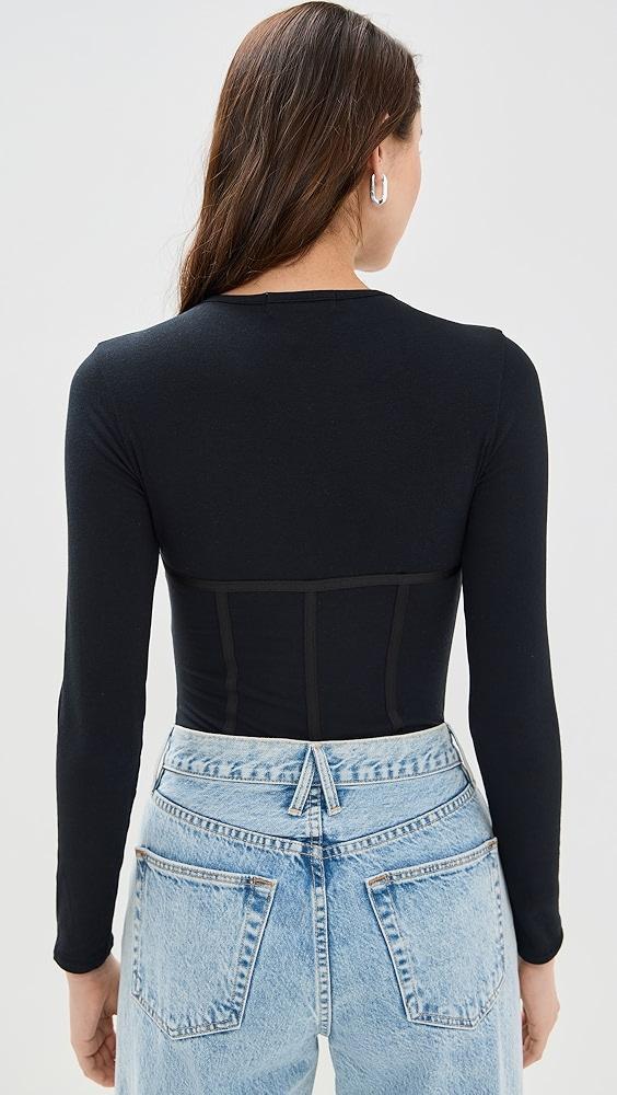 Fleur du Mal Long Sleeve T-Shirt Thong Bodysuit | Shopbop Product Image