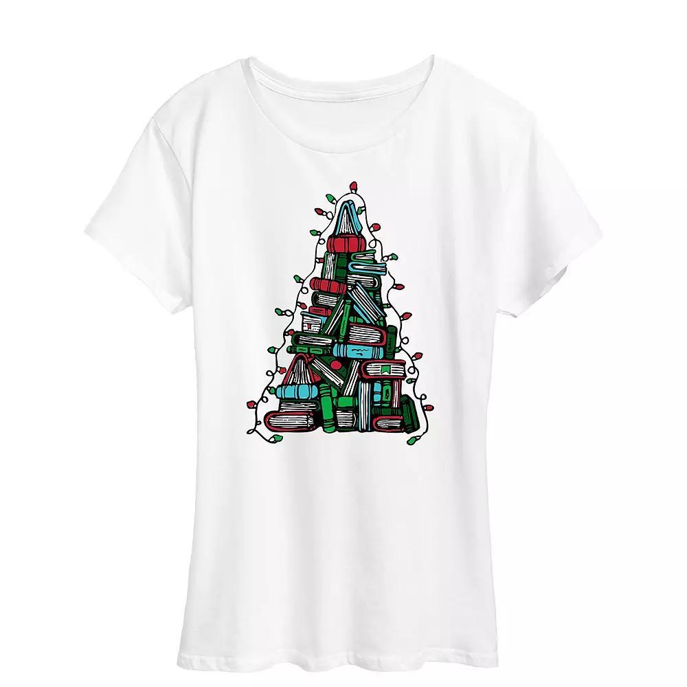 Women's Book Christmas Tree Graphic Tee, Girl's,  Product Image