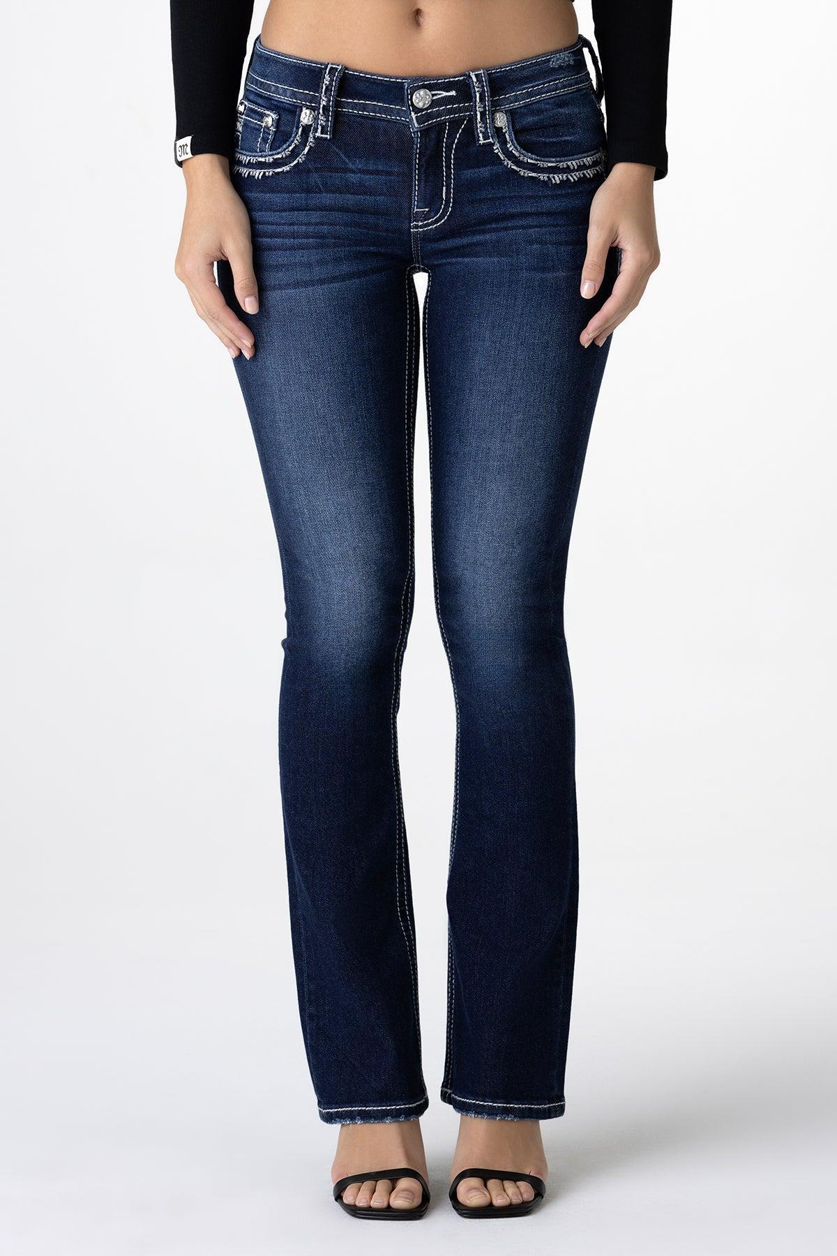 Metallic Border Stitch Bootcut Jeans Product Image