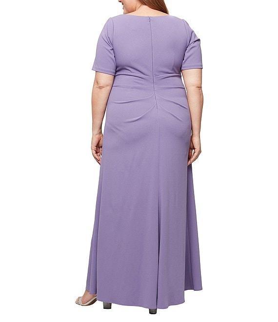 Alex Evenings Plus Size Long Stretch Crepe Square Neck Dress Product Image