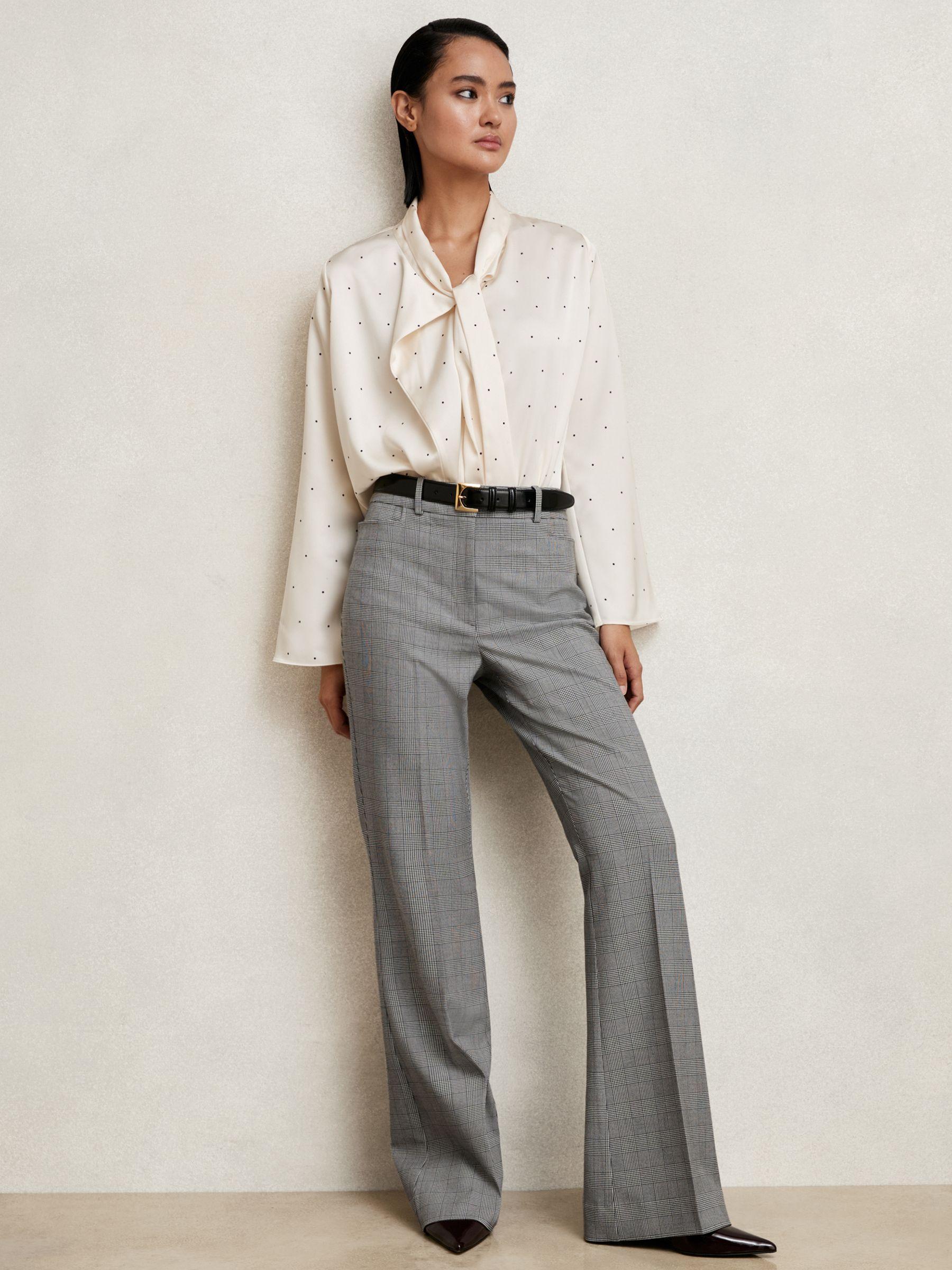 Petite Check Flared Suit Trousers in Grey Product Image