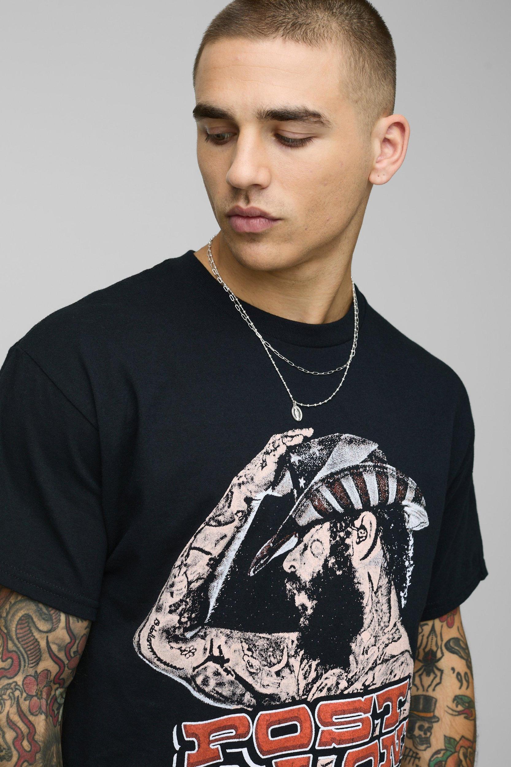 Oversized Post Malone License Graphic T Shirt | boohooMAN USA Product Image