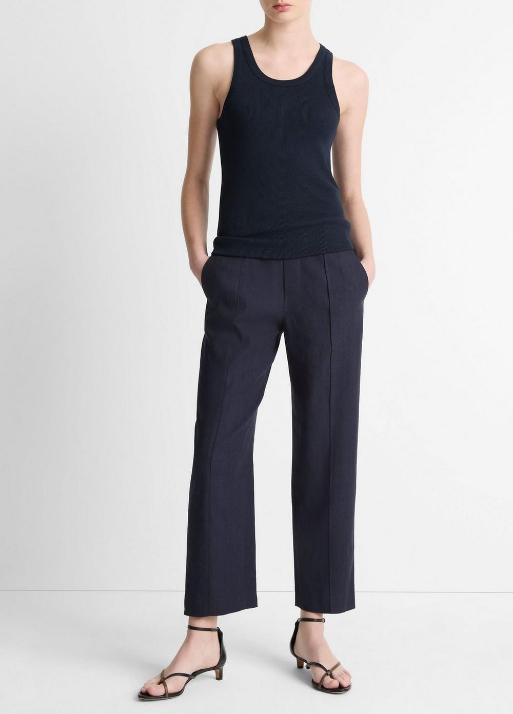 Linen-Blend Tapered Pull-On Pant Product Image