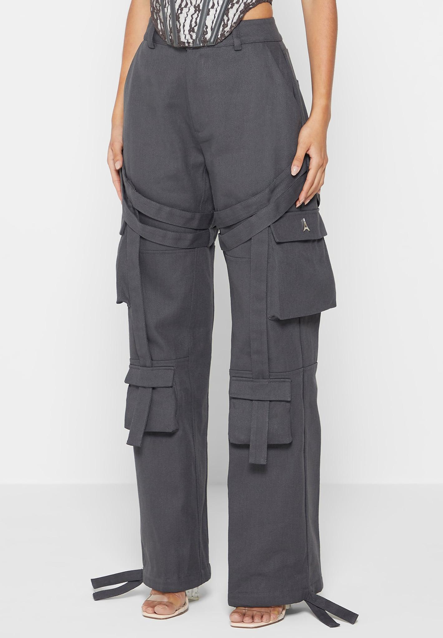 Strap Detail Cargo Pants - Grey Female Product Image