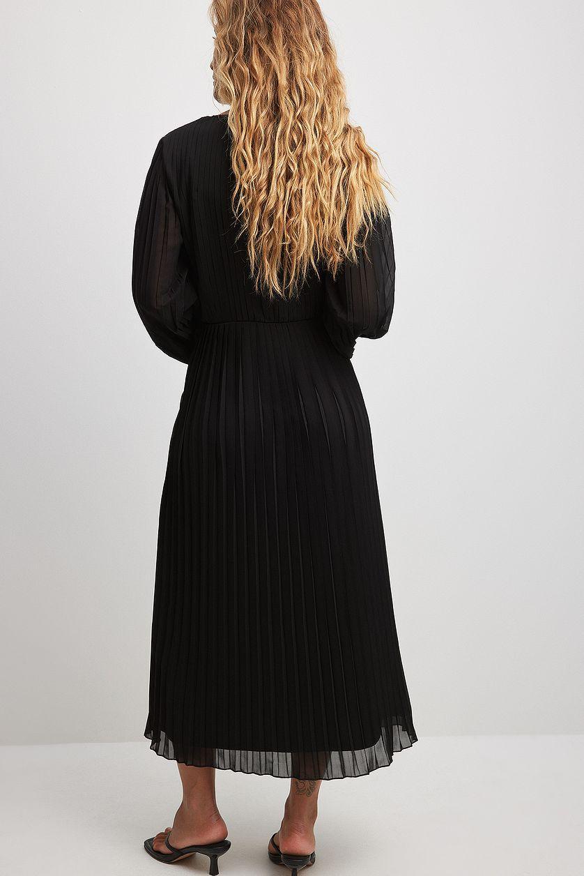 Pleated Overlap Midi Dress Product Image