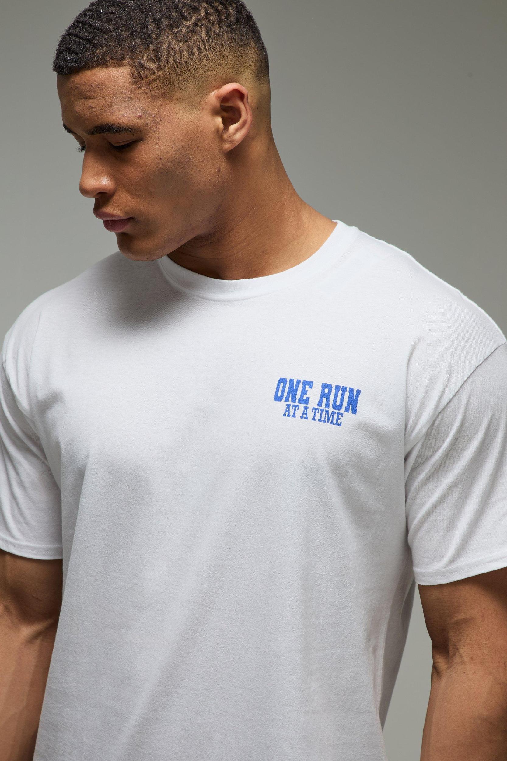 MAN Active Oversized One Run At A Time T-Shirt | boohooMAN USA Product Image