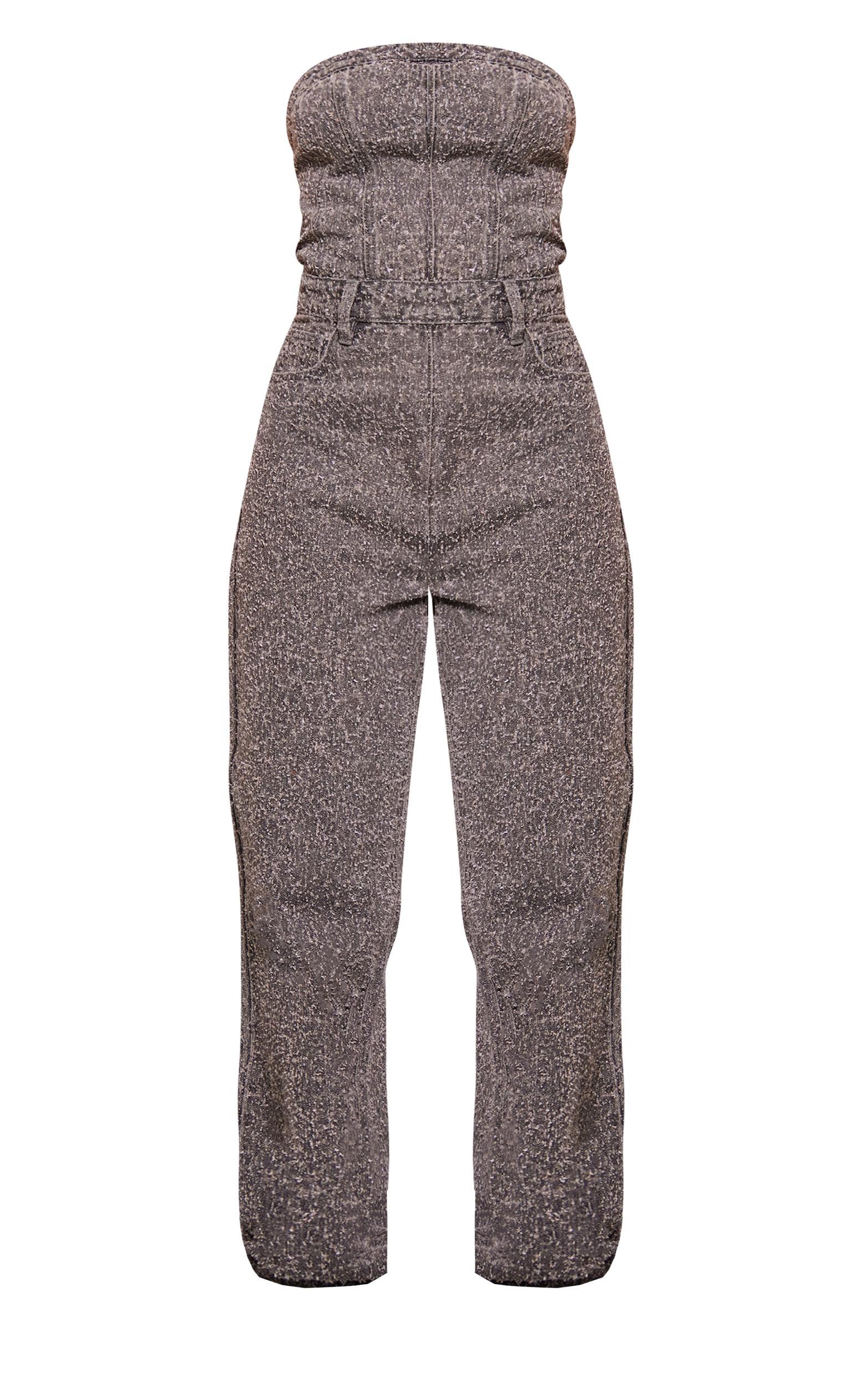 Grey Bobble Straight Leg Corset Jumpsuit Product Image