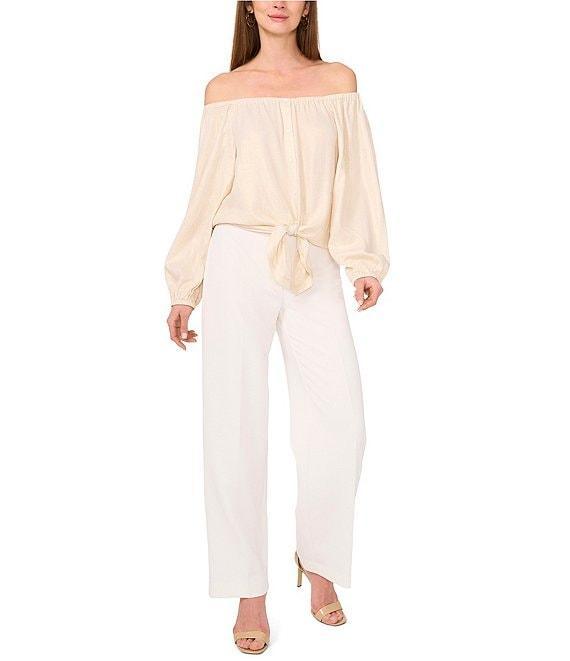 Vince Camuto Off-The-Shoulder Button Down Tie Front Blouse Product Image