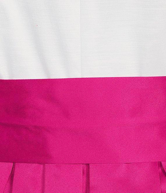 Jessica Howard 3/4 Cuff Sleeve Collared V-Neck Tie Sash Satin Ball Gown Product Image