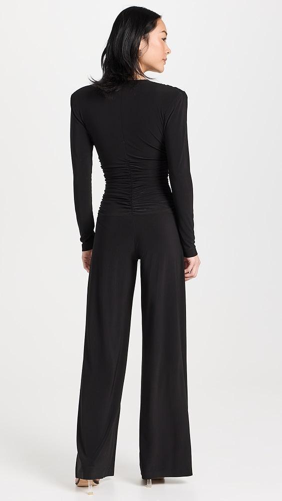 Norma Kamali V Neck Shirred Waist Jumpsuit | Shopbop Product Image