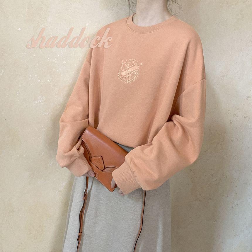 Long Sleeve Crewneck Embroidered Sweatshirt Product Image