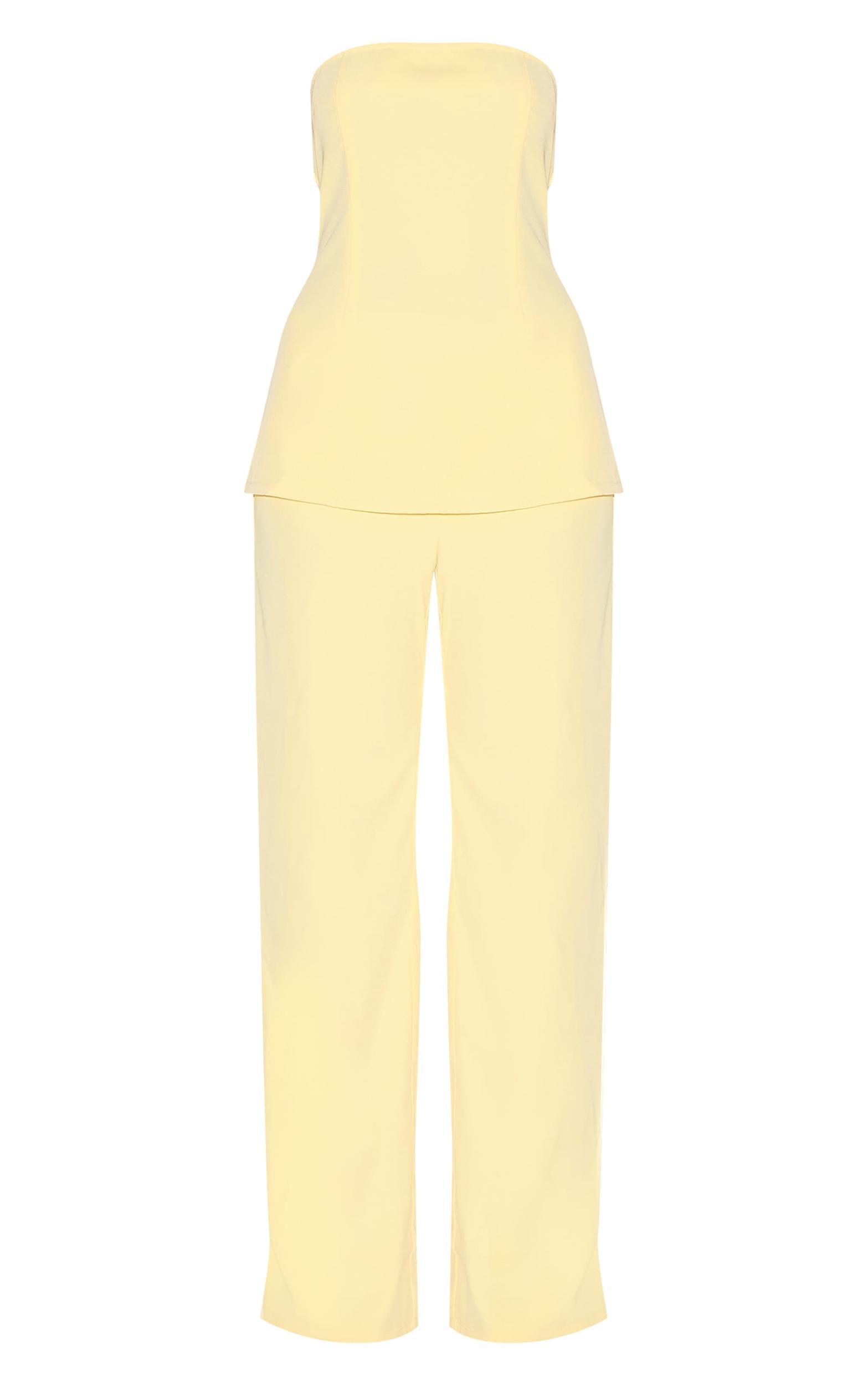 Lemon Woven Tailored Longline Bandeau Flared Jumpsuit Product Image
