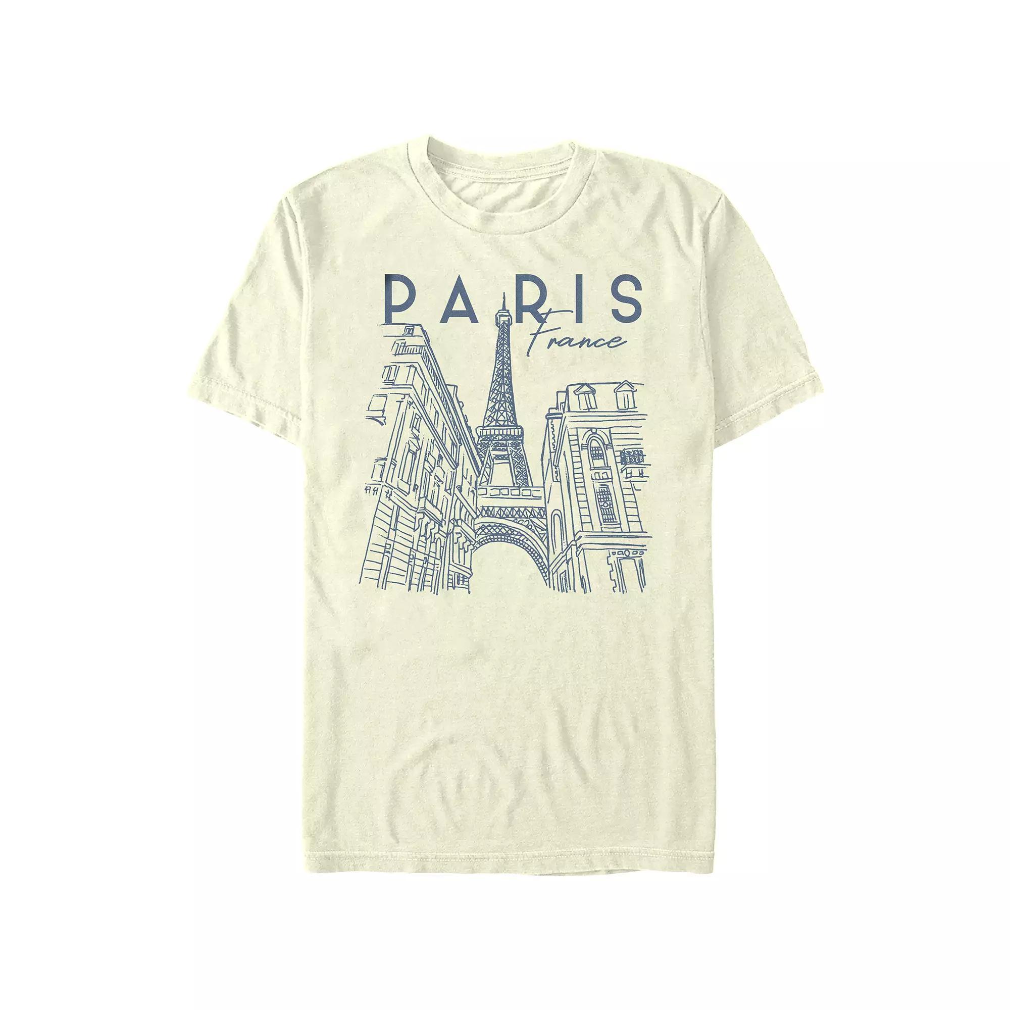 Men's Paris, France City Sketch Graphic Tee, Size: Small, Natural Product Image