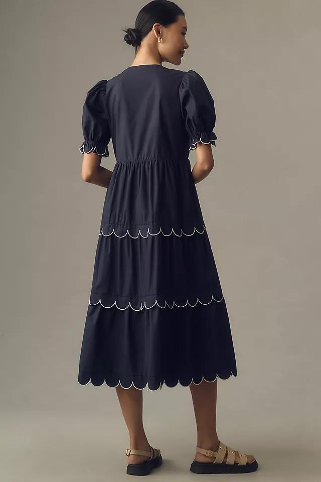 English Factory Short-Sleeve Scallop-Edge Midi Dress Product Image